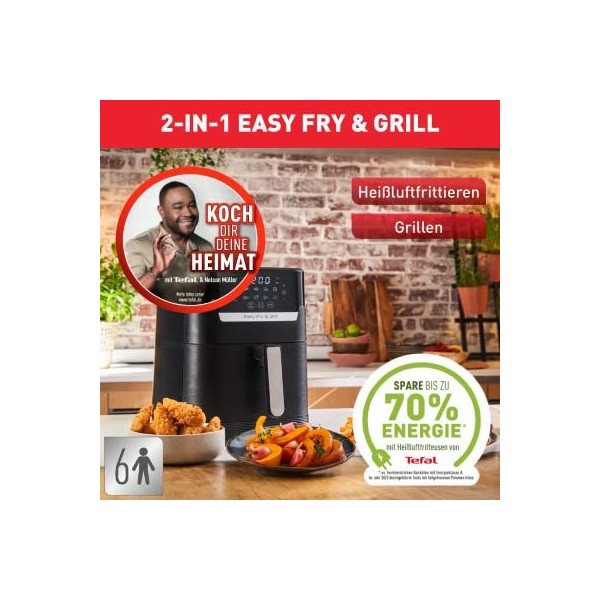 Tefal EY5058 Easy Fry & Grill Precision Friteuse à air chaud, technologie 2 en 1 friteuse à air chaud et grill , avec écran 