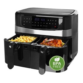 Emerio AirFryer AF-126672.4 Friteuse numérique à air chaud double avec air chaud sans huile supplémentaire, volume 2 x 5,0 l,