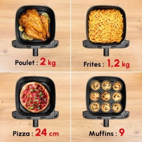 Moulinex Friteuse à air, Très grande capacité de 7.5L, 8programmes prédéfinis, Format compact, Easy Fry Mega, EZ8558F0, Noir