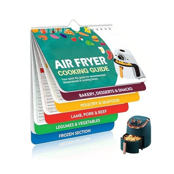 Guide de Cuisson de Friteuse à Air, Feuille de Triche Magnétique pour Friteuse à Air Tableau Temps Cuisson Air Fryer Magnétiq
