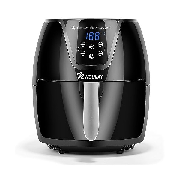 NWOUIIAY 7 en 1 Friteuse à Air Chaud 5.5L 1800W Friteuse sans Huile avec 7 Programmes Écran LCD Temps et Température Réglable