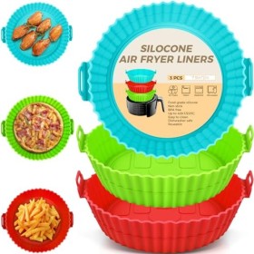 2 Pièces Silicone Moule Air Fryer Accessoires, Friteuse Sans huile Friteuse Air Chaud Panier Réutilisable Silicone Papier Cui