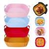 4PCS Panier Réutilisable Silicone Carré Friteuse à Air en Silicone Pot Antiadhésif Avec Motif de Visage Souriant Doublure Fri