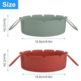 2 Pièces Pot en Silicone pour Friteuse à Air, Panier Friteuse en Silicone avec Poignée, 17cm Revêtements Réutilisables pour F