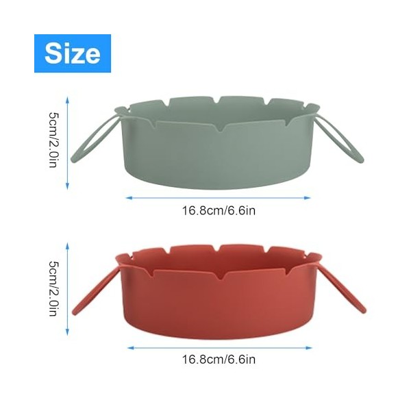 2 Pièces Pot en Silicone pour Friteuse à Air, Panier Friteuse en Silicone avec Poignée, 17cm Revêtements Réutilisables pour F