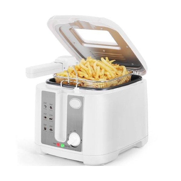 Aigostar Indra 30HEX - Friteuse 100% sans BPA avec grande fenêtre de vue, thermostat réglable et indicateurs lumineux. Couleu