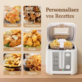 Aigostar Indra 30HEX - Friteuse 100% sans BPA avec grande fenêtre de vue, thermostat réglable et indicateurs lumineux. Couleu