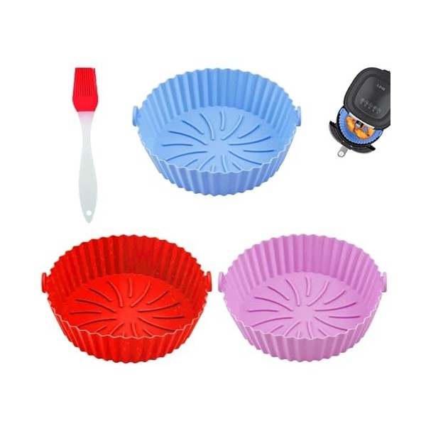 3 Pièces Silicone Pour Friteuse à Air, Friteuse à Air Réutilisable,Panier Friteuse en Silicone,Air Doublure de Four à Friteus