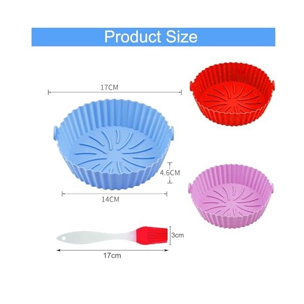 3 Pièces Silicone Pour Friteuse à Air, Friteuse à Air Réutilisable,Panier Friteuse en Silicone,Air Doublure de Four à Friteus