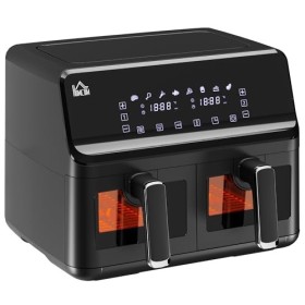 HOMCOM Friteuse à air sans huile air fryer double compartiment 8 L - 2500 W - 8 programmes, écran LED, température réglable, 