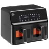 HOMCOM Friteuse à air sans huile air fryer double compartiment 8 L - 2500 W - 8 programmes, écran LED, température réglable, 