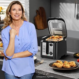 Aigostar Olivia - Friteuse compacte sans BPA avec grande fenêtre de vue et thermostat. Capacité de 2.5L, 1650W, Noire