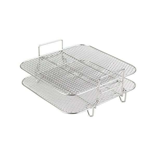 Sudemota 2-Couches Air Fryer Rack Grille Empilable Grille Grille Air Fryer Grille Grille en Acier Inoxydable pour 4.2-5.8QT A