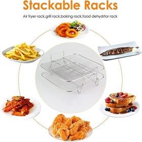 Sudemota 2-Couches Air Fryer Rack Grille Empilable Grille Grille Air Fryer Grille Grille en Acier Inoxydable pour 4.2-5.8QT A