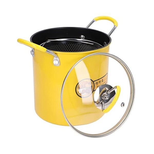 Petite Friteuse Japonaise en Acier Inoxydable de 3 L avec Filtre à Huile et Poignée en Silicone Anti-brûlure, Mini Friteuse à