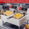 Friteuse électrique à double réservoir 26 lb répertoriée CROSSON ETL avec panier solide, réservoir d’huile amovible et pieds 