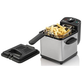 Bestron Friteuse à huile, mini friteuse pour une portion de frites, inclut la technologie de zone froide & contrôle de la tem