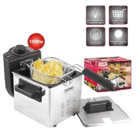 A2ZWORLD Friteuse Électrique 1000W Capacité 1,2L, Panier En Acier Inoxydable, Friteuse Température Réglable Max 190°C, Cuisso