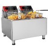 Friteuse électrique CROSSON 8L avec double réservoir et tête de friteuse rotative, minuterie de 30 minutes, thermostat EGO, f