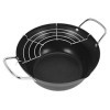 YEHEI 20Cm Easy Verser RevêTement AntiadhéSif Tempura Fryer Pot avec éGouttoir à Rack Style Japonais Mini Deep Fry Pan