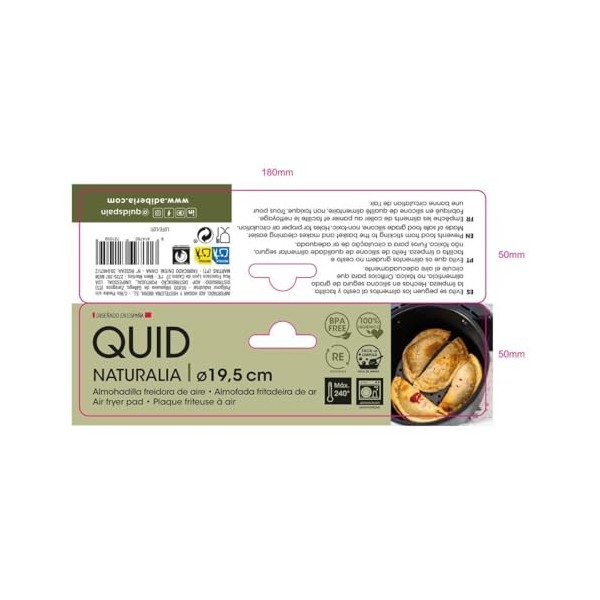 Quid Naturalia Coussin rond pour friteuse 19,5 cm Gris