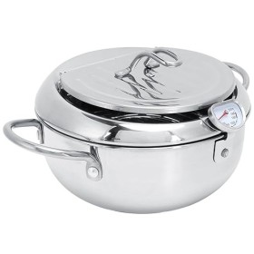 Friteuse Japonaise Marmite à Friteuse Japonaise Tempura de 28 Cm en Acier Inoxydable 201 Amovible avec Thermomètre pour Frite
