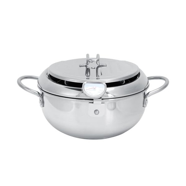 Friteuse Japonaise Tempura de 28 Cm, Marmite en Acier Inoxydable avec Thermomètre, Support de Filtre à Huile pour Cuisinières