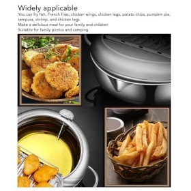 Friteuse Japonaise Tempura de 28 Cm, Marmite en Acier Inoxydable avec Thermomètre, Support de Filtre à Huile pour Cuisinières