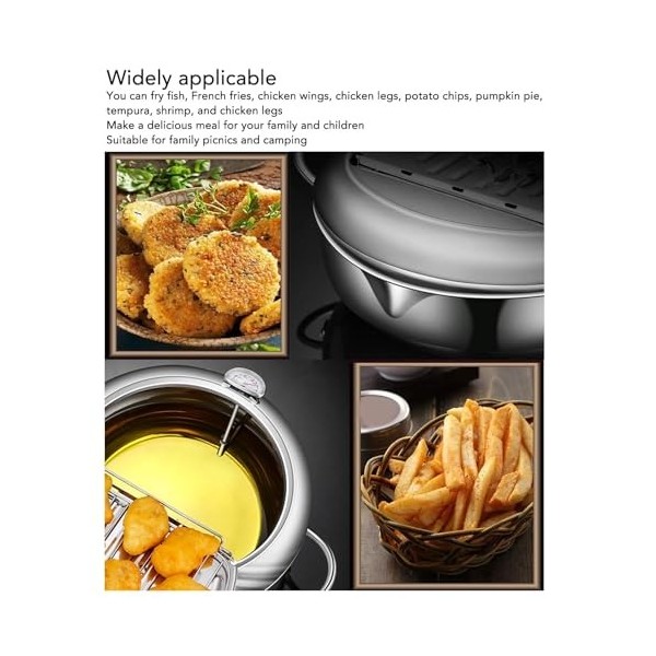 Friteuse Japonaise Tempura de 28 Cm, Marmite en Acier Inoxydable avec Thermomètre, Support de Filtre à Huile pour Cuisinières