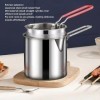 Petite Friteuse avec Panier, Mini Friteuse à Huile Profonde, Gadgets en Acier Inoxydable 304 avec Poignée en Silicone Anti-br
