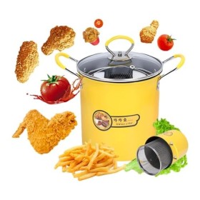 Topyond Mini Friteuse en Acier Inoxydable, Friteuse à Huile De Style Japonais De 3 L avec Poignée Antidérapante en Silicone E