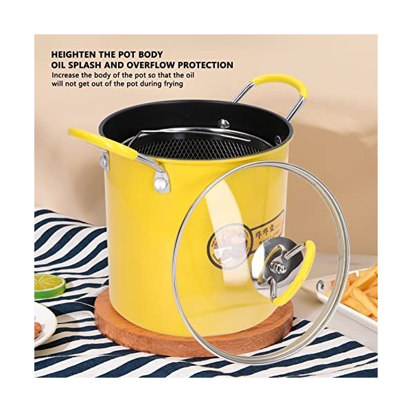 Topyond Mini Friteuse en Acier Inoxydable, Friteuse à Huile De Style Japonais De 3 L avec Poignée Antidérapante en Silicone E