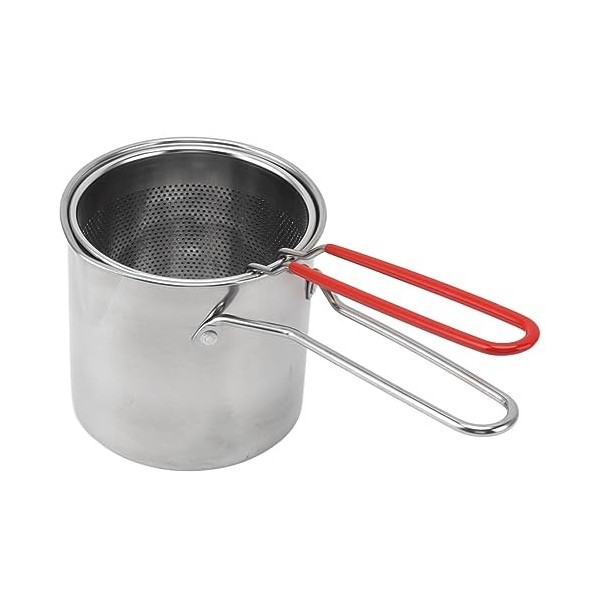 Marmite à Friteuse en Acier Inoxydable 304 avec Panier Passoire et Poignée, pour Frire les Crevettes