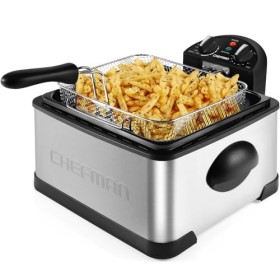 Chefman 4.5 Litre Deep Fryer with Basket for Home Use, XL Jumbo Size Fry Basket Strainer, Adjustable Temperature & Timer Fish