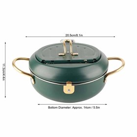 Friteuse, 8 Tempura Japonaise Friteuse en Acier Inoxydable avec Thermomètre, Couvercle et Égouttoir à Huile pour Frites Cre