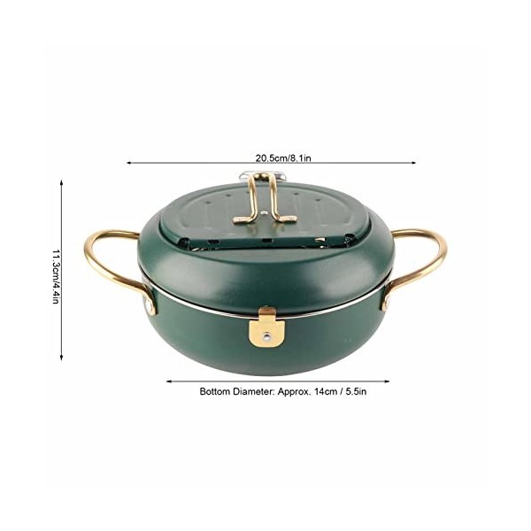 Friteuse, 8 Tempura Japonaise Friteuse en Acier Inoxydable avec Thermomètre, Couvercle et Égouttoir à Huile pour Frites Cre