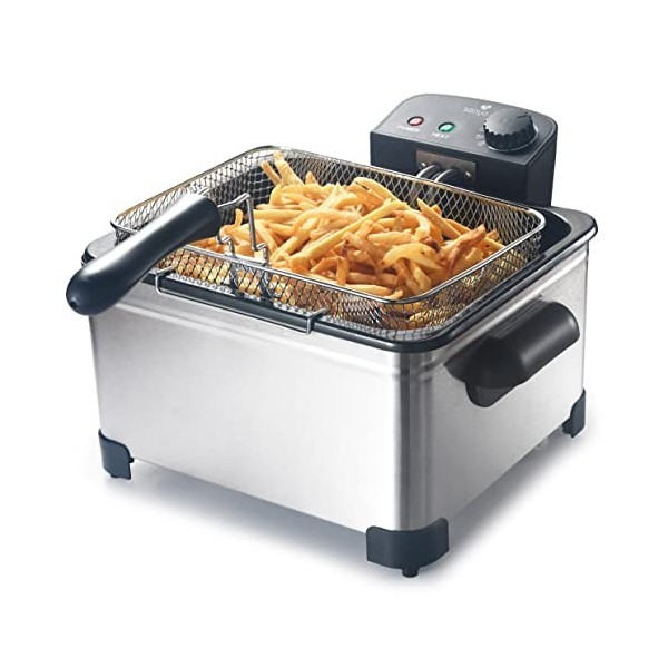 SENYA Friteuse électrique cuve amovible inox 5L, grande capacité, 3 paniers amovibles, 2000W, Family Fryer, SYCK-DF009, Argen