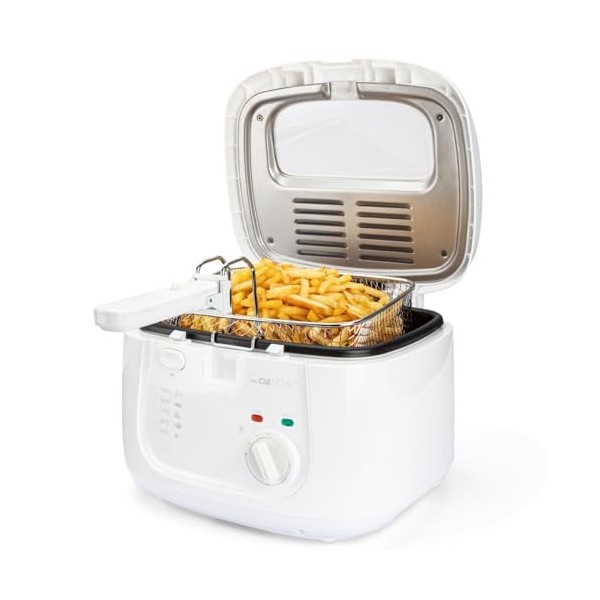 Clatronic® Friteuse avec huile | 2,5 litres huile/graisse | Filtre anti-odeur | avec grand panier à friture | Thermostat régl
