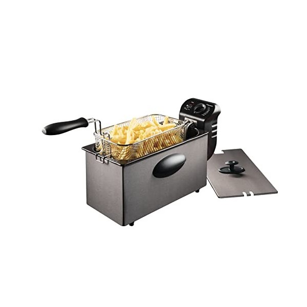 Bestron Friteuse à huile avec technologie zone froide, 3,5 litres, Avec régulateur de température, Lavable au lave-vaisselle,