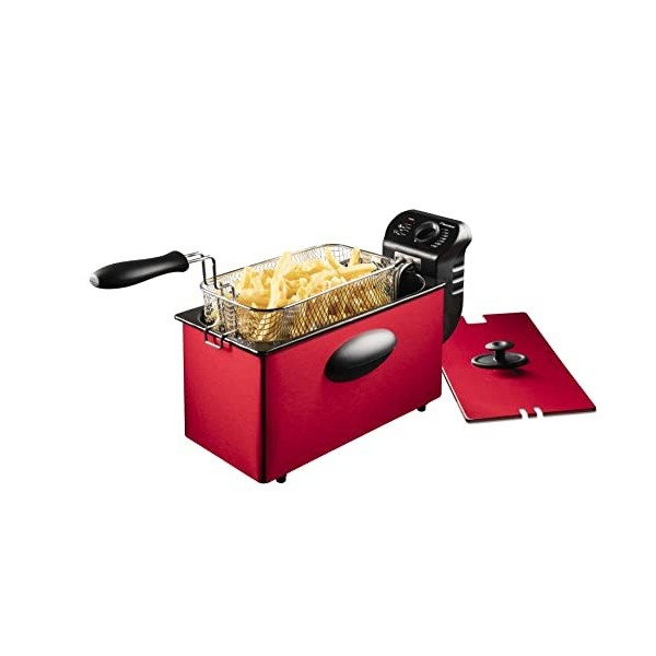 Bestron Friteuse à huile avec technologie zone froide, 3,5 litres, Avec régulateur de température, Lavable au lave-vaisselle,