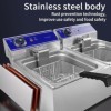 Friteuse électrique INOX Double Réservoir Professionnelle, Commerciale Electrique Friteuse Réservoir Amovible, 3000W+3000W, T