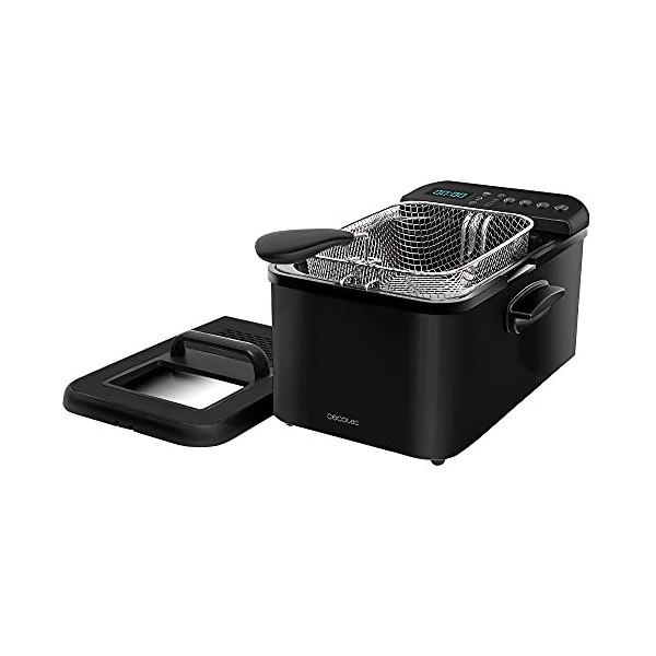 Cecotec Friteuse numérique Cleanfry Luxury 3000 Black. Design élégant en acier inoxydable et laquée noir avec 3,2 L de capaci