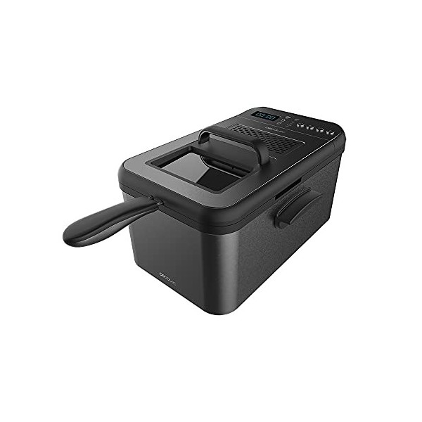 Cecotec Friteuse numérique Cleanfry Luxury 3000 Black. Design élégant en acier inoxydable et laquée noir avec 3,2 L de capaci