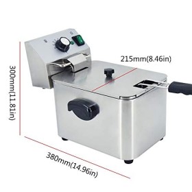 TAIMIKO Friteuse Électrique Professionnelle Friteuse Inox Cuve amovible 4L, 2500W, poignées latérales, thermostat 