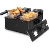 Aigostar Feast - Friteuse à double cuve indépendantes 0% BPA. 3600W, capacité totale 6L : 2 x 3L. 2 thermostats, 2 couvercles