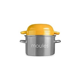 IBILI Moule à moules, couleur pêche, acier émaillé, adapté à linduction, gris/jaune, 18 cm