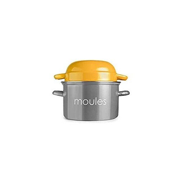 IBILI Moule à moules, couleur pêche, acier émaillé, adapté à linduction, gris/jaune, 18 cm