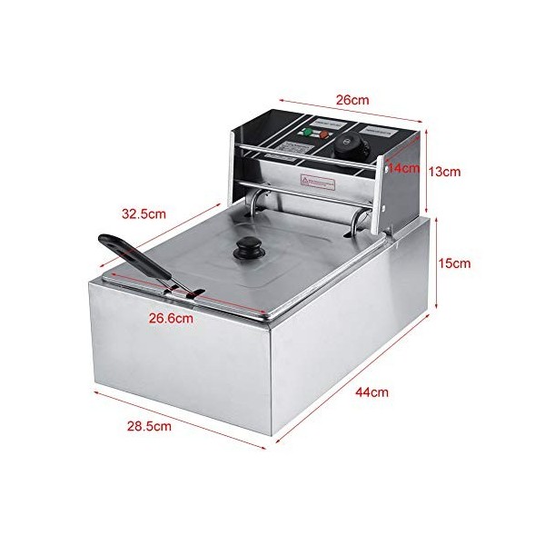 Friteuse électrique avec huile, friteuse commerciale de 6 l, friteuse professionnelle avec panier et régulateur de températur