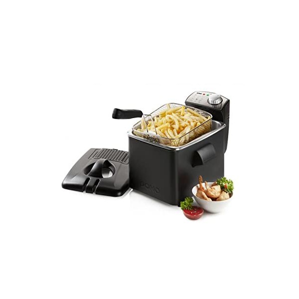 DOMO DO1014FR Friteuse - 3200W - Capacité 4L - Inox, Noir