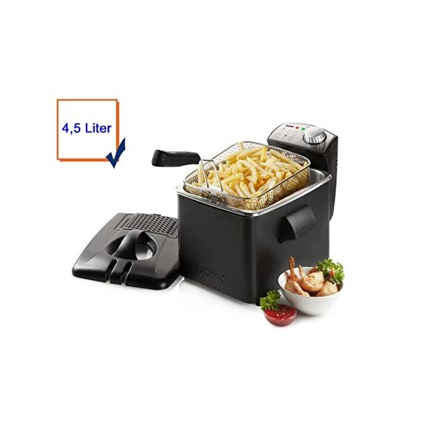 DOMO DO1014FR Friteuse - 3200W - Capacité 4L - Inox, Noir